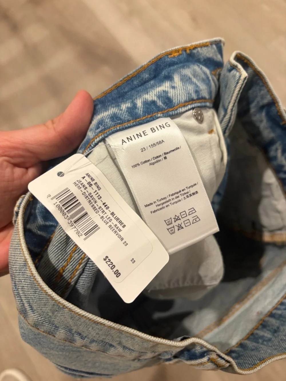 Anine Bing Gavin Straight Leg Jeans with Distressed Detail - Picture 8 of 12